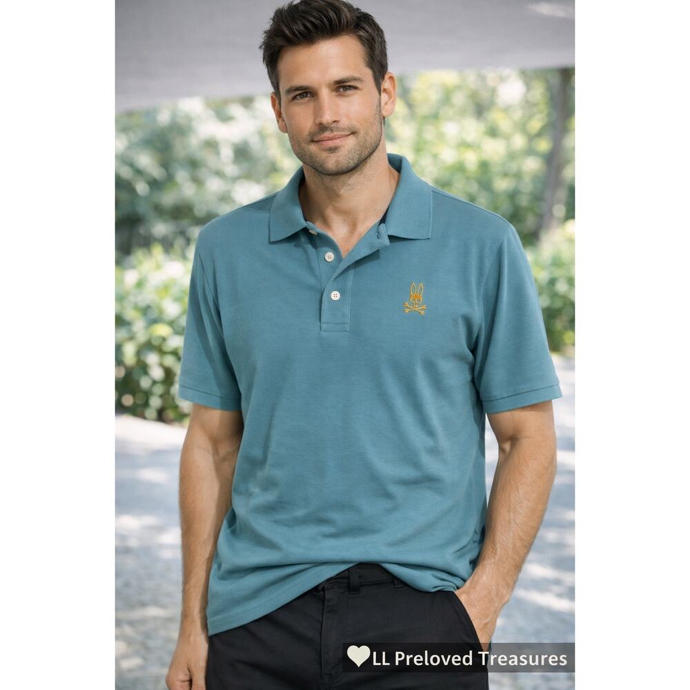Psycho Bunny NWT Polo Teal‎ Blue Green Lg Golf Preppy Luxury designer